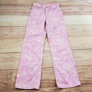 BDG Jeans Womens 25 Pink Wide Leg Straight Cowboy Light Wash Denim Ladies 26x28